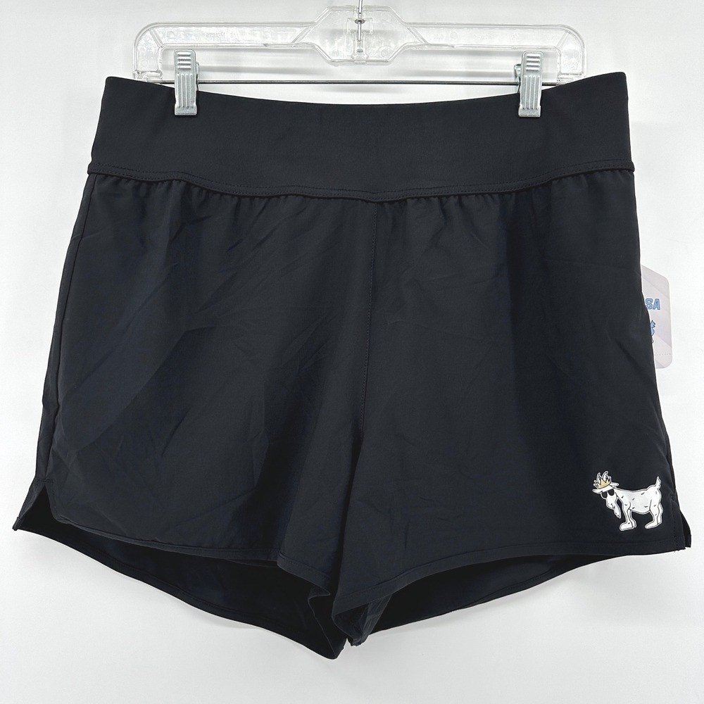 GOAT USA Womens Athletic Shorts Black Logo Zipper Pocket Size XL GU-1509-XL